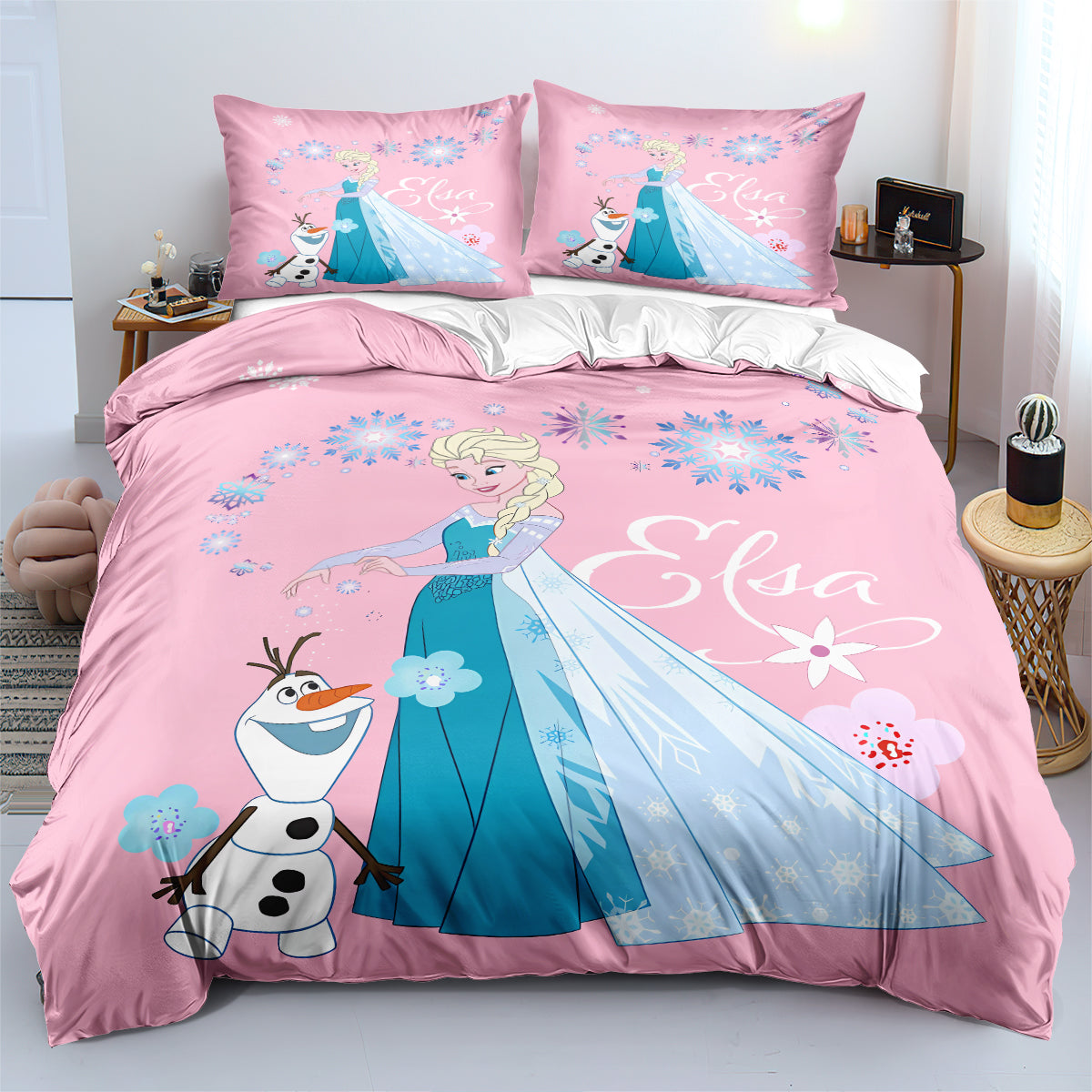Pink Frozen Quilt Cover Set