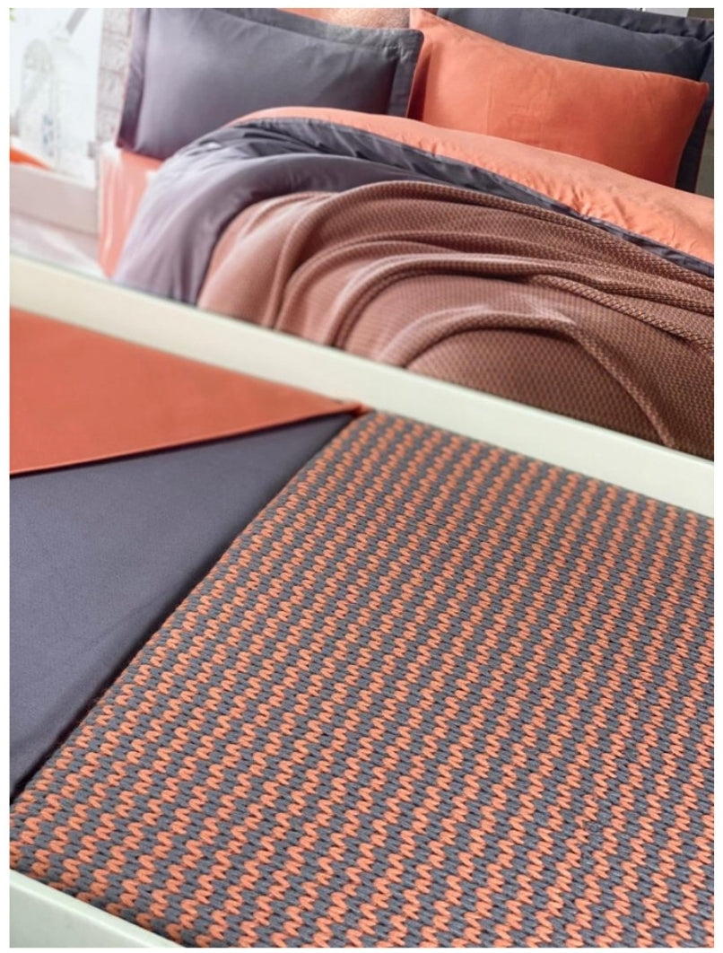 Tulip Orange 7 Piece Set with Throw