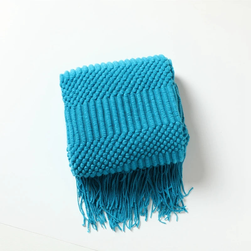 Chunky Knit Throw with Tassels