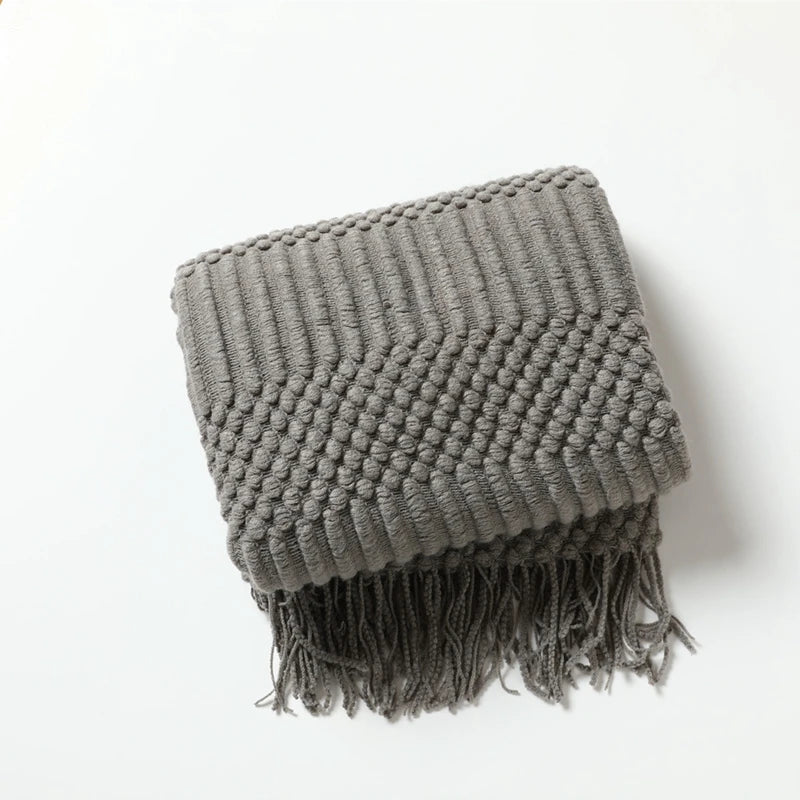 Nordic Knitted Throw with Tassels