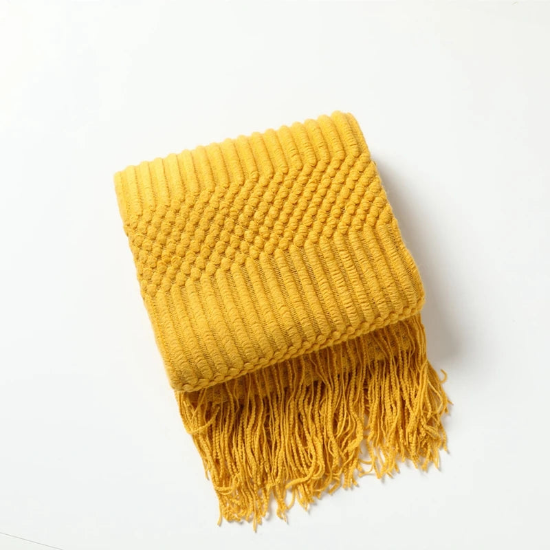 Chunky Knit Throw with Tassels