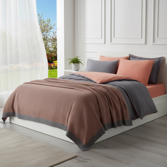 Tulip Orange 7 Piece Set with Throw