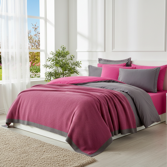 Tulip Pink 7 Piece Set with Throw