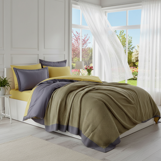 Tulip Yellow 7 Piece Set with Throw