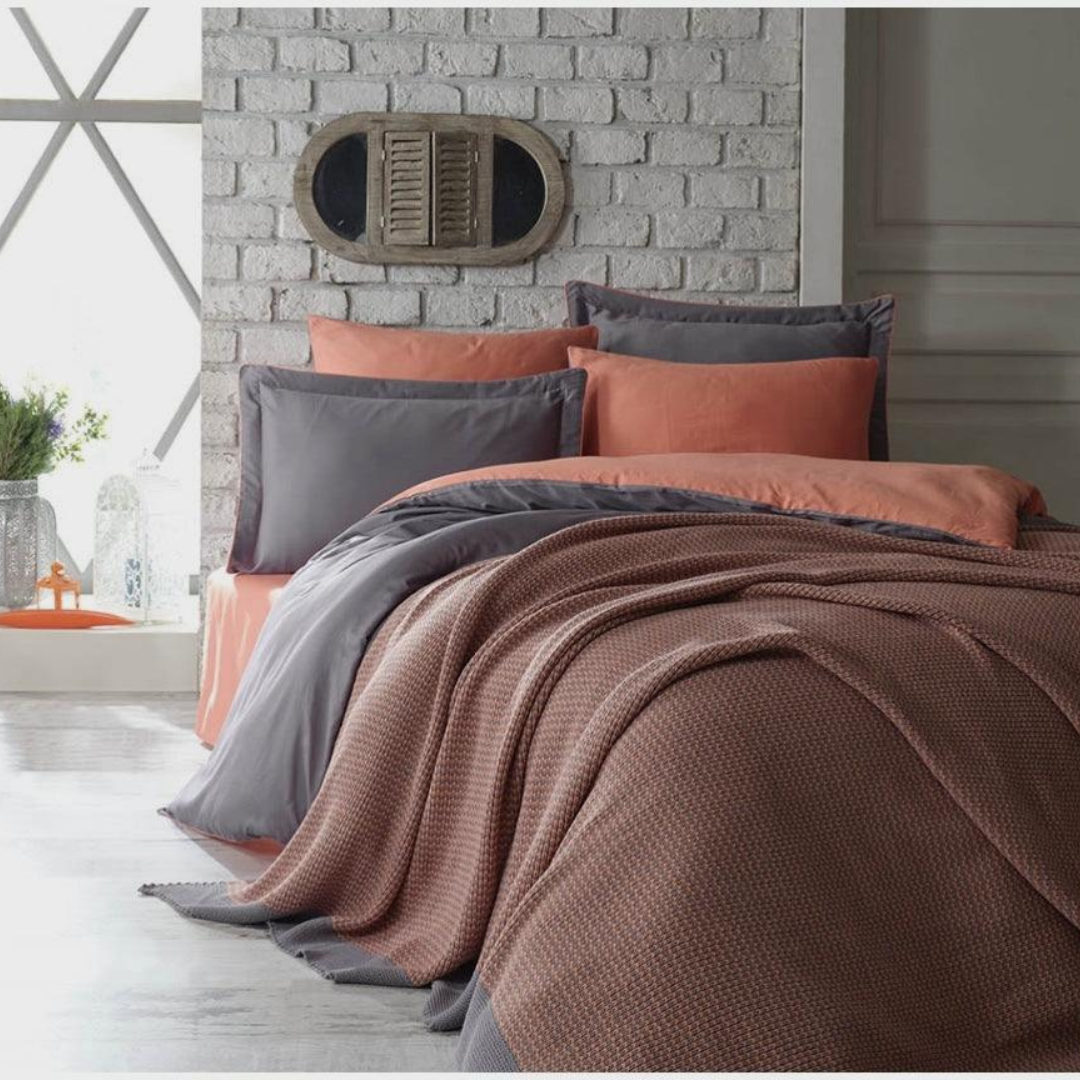 Tulip Orange 7 Piece Set with Throw